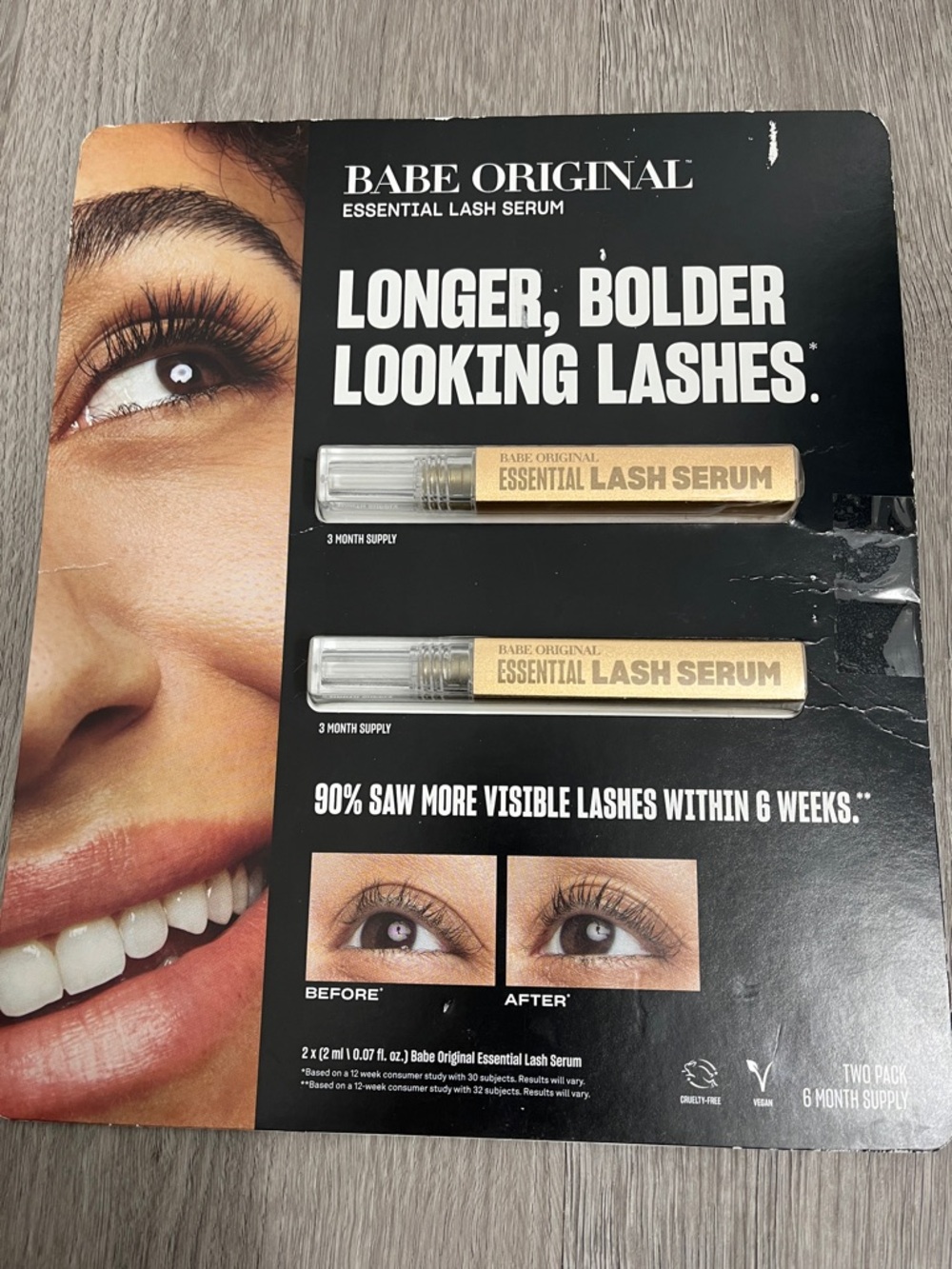 Babe Original essential lash serum two pack 6 month supply - damaged packaging
